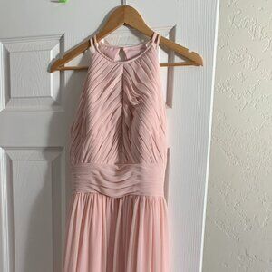 Bill Levkoff Blush maxi bridesmaids dress
